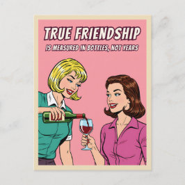 Funny Retro Wine Humor Best Friend Pop Art  Postkarte