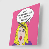 FUNNY RETRO WOMAN custom wall clock Quadratische Wanduhr (Winkel)