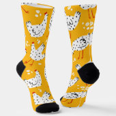 Funny Retro Yellow Black Chicken Socken (Gewinkelt)