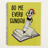 Funny Retro Yellow Cartoon Pencil Mascot Planer (Vorderseite)