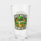 Funny Rett Water Drink Bier St. Patrick's Day Glas (Vorderseite)