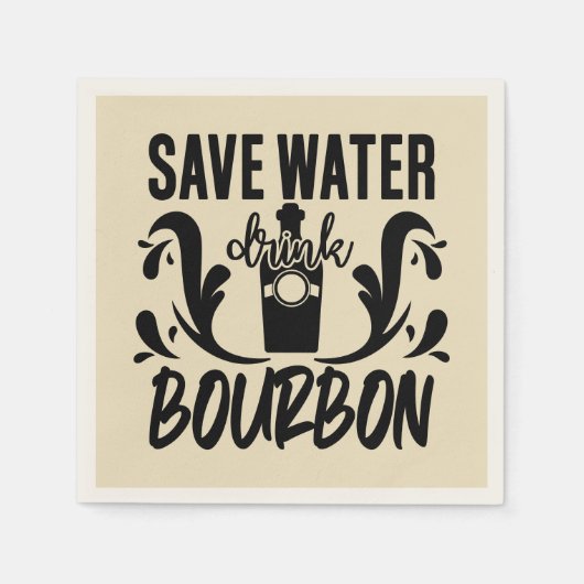 Funny rett water drink bourbon word art serviette (Vorderseite)