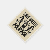 Funny rett water drink bourbon word art serviette (Ecke)