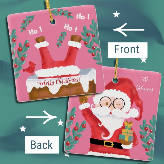 Funny Reversible Pink Santa Ornament