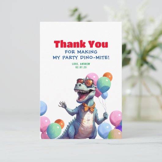 Funny Rex Dinosaur Birthday Danke Foto (Stehend Vorderseite)