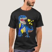 Funny Rex Dinosaur World Down Syndrome Day Awarene T-Shirt (Vorderseite)