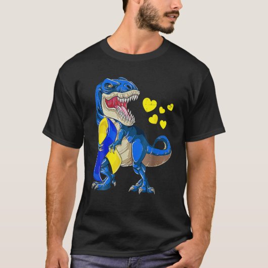 Funny Rex Dinosaur World Down Syndrome Day Awarene T-Shirt (Vorderseite)