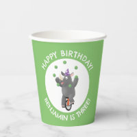 Funny Rhino auf Einrad personalisierten Geburtstag