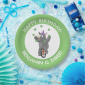Funny Rhino auf Einrad personalisierten Geburtstag Pappteller (Party)