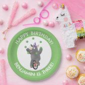 Funny Rhino auf Einrad personalisierten Geburtstag Pappteller (Party)