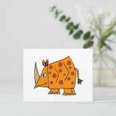 Funny Rhino Cartoon Postkarte (Stehend Vorderseite)