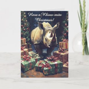 Funny Rhino Christmas Card Karte