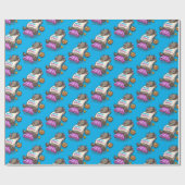 Funny Rhino Happy Geburtstag! Pool Party Cartoon Geschenkpapier (Flach)