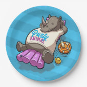 Funny Rhino Party Animal Pool Aufblasbarer Cartoon Pappteller (Vorderseite)