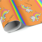 Funny Rhino Rainbow Niedlich Kids Cartoon Geschenkpapier (Rolleneckpunkt)