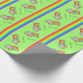 Funny Rhino Rainbow Niedlich Kids Cartoon Geschenkpapier (Ecke)