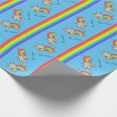 Funny Rhino Rainbow Niedlich Kids Cartoon Geschenkpapier (Ecke)