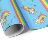 Funny Rhino Rainbow Niedlich Kids Cartoon Geschenkpapier (Rolleneckpunkt)