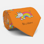 Funny Rhino Rainbow Niedlich Kids Cartoon Krawatte (Gerollt)