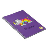 Funny Rhino Rainbow Niedlich Kids Cartoon Notizblock (Rechte Seite)
