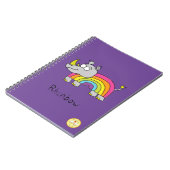 Funny Rhino Rainbow Niedlich Kids Cartoon Notizblock (Linke Seite)
