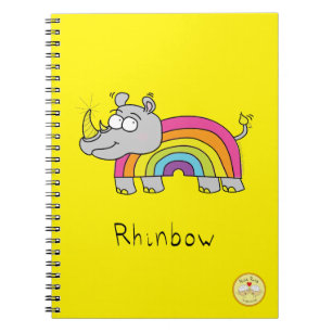 Funny Rhino Rainbow Niedlich Kids Cartoon Notizblock