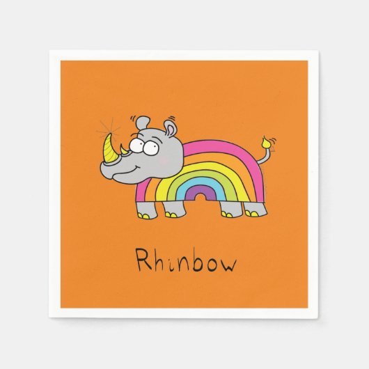 Funny Rhino Rainbow Niedlich Rhinoceros Kinder Car Serviette (Vorderseite)