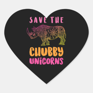 Funny Rhino Rett Chubby Unicorns Tierrechte Herz-Aufkleber