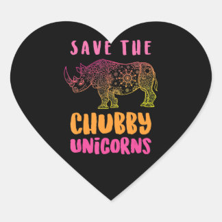 Funny Rhino Rett Chubby Unicorns Tierrechte Herz-Aufkleber