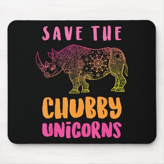 Funny Rhino Rett Chubby Unicorns Tierrechte Mousepad (Vorne)