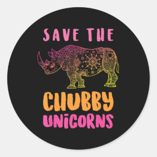 Funny Rhino Rett Chubby Unicorns Tierrechte Runder Aufkleber
