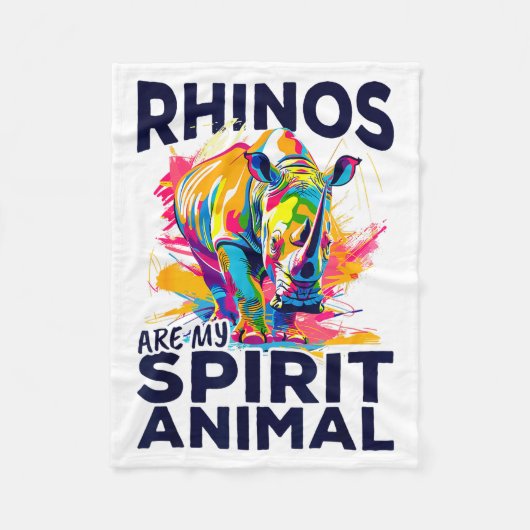 Funny Rhino Rhinozeros Animal Rhinos Are My Srit A Fleecedecke (Vorderseite)