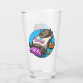 Funny Rhino Take A Break Pool Party Cartoon Glas (Vorderseite)