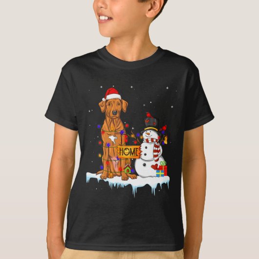 Funny Rhodesian Ridgeback Dog Christmas Snowman Xm T-Shirt (Vorderseite)