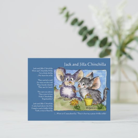 Funny Rhymes Chinchilla Liebe Postcard Postkarte (Stehend Vorderseite)