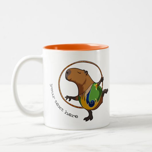 Funny Rhythmic Gymnast Capybara Hoop Cartoon Zweifarbige Tasse (Links)