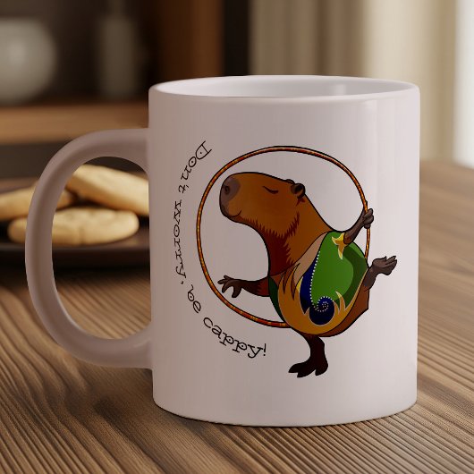 Funny Rhythmic Gymnast Hoop Cartoon Capybara Jumbo-Tasse