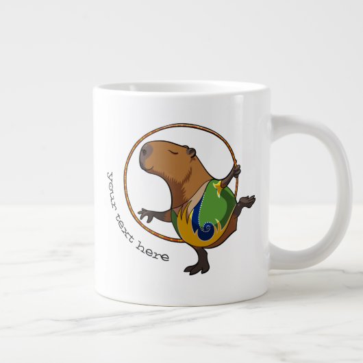 Funny Rhythmic Gymnast Hoop Cartoon Capybara Jumbo-Tasse (Rechts)