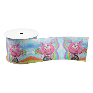 Funny Ribbon Gift Circus Acrobat Pig Cyclist Satinband