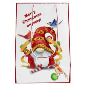 Funny Ribbon Gnome mit Birnen Weihnachten Mittlere Geschenktüte (Rückseite)