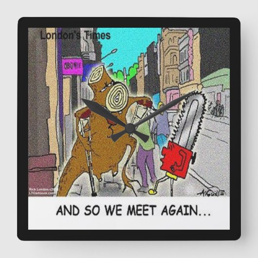 Funny Rick London Treehugger Wall Clock Quadratische Wanduhr (Vorderseite)
