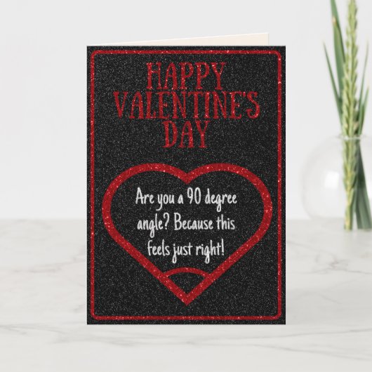 Funny Right Angle Math Joke Glitzer Valentine Card Karte (Vorderseite)