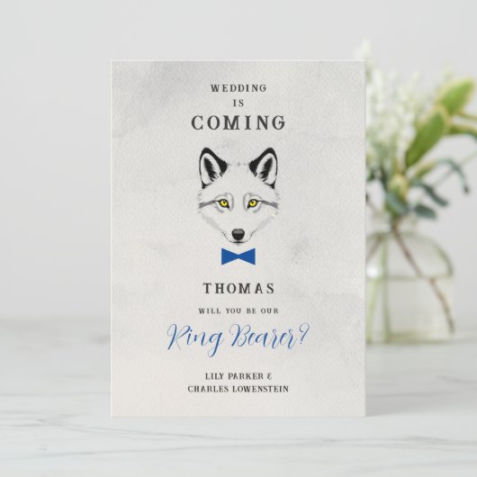 Funny Ring Bearer Blue Bow Tie Wedding Proposal (Stehend Vorderseite)