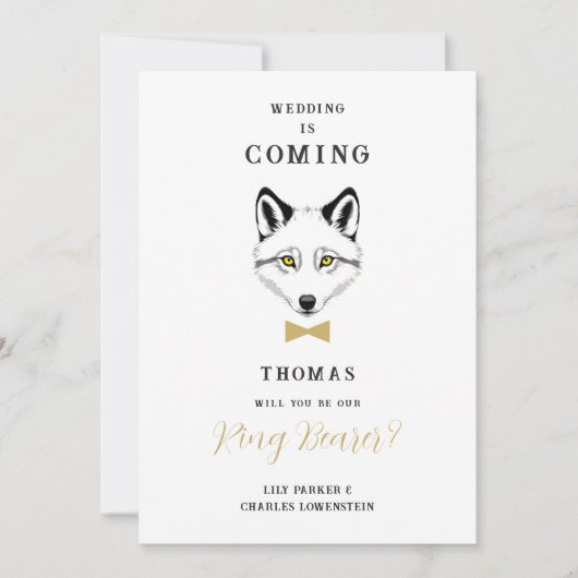 Funny Ring Bearer Gold Bow Tie Wedding Proposal (Vorderseite)