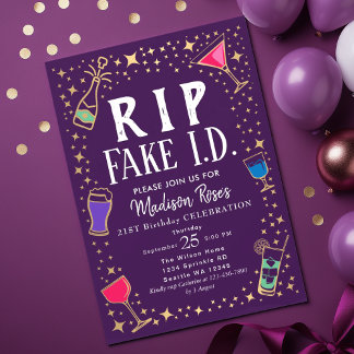 Funny RIP Fake ID 21. Geburtstag Einladung