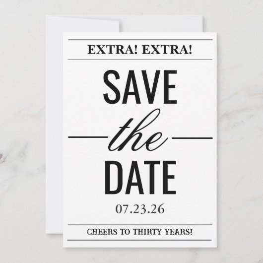 Funny RIP Twenties Newspaper 30th Birthday Einladung (Rückseite)