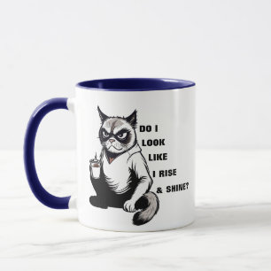 Funny Rise & Shine Grumpy Cat Morning Kaffee Spaß Tasse