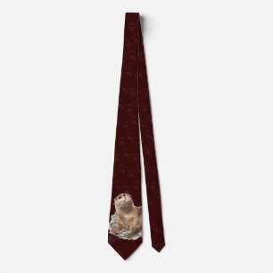 Funny River Otter & Footprints, Tracks Neck Tie Krawatte