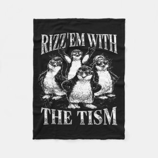Funny rizz em with the tism retro penguin meme fleecedecke