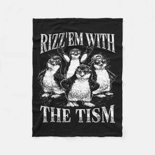 Funny rizz em with the tism retro penguin meme  fleecedecke (Vorderseite)